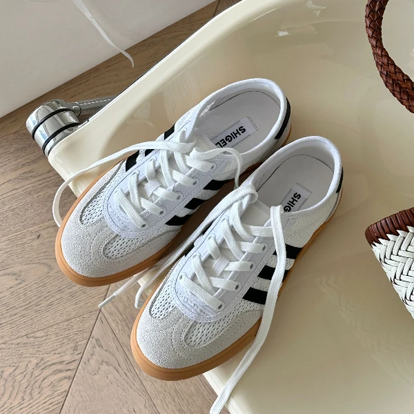 诗歌兰女鞋夏新款时尚百搭网面透气德训鞋板鞋