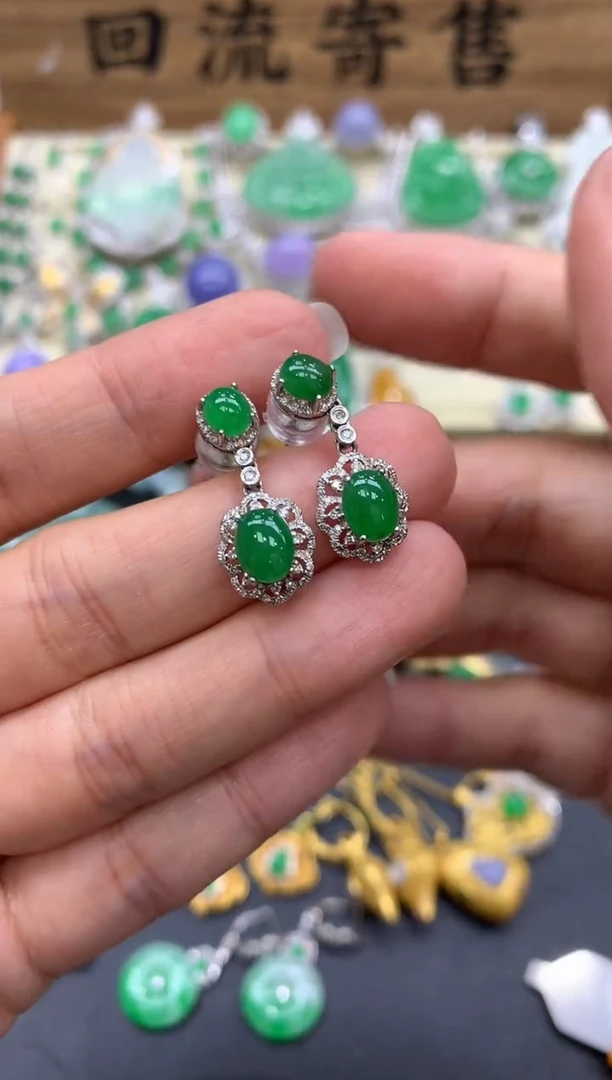 【闪购商品】翡翠耳饰18K金镶嵌556-中国好珍宝