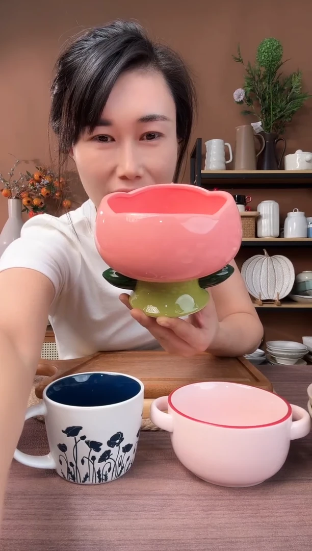 陶瓷5英寸郁金香高脚碗微瑕