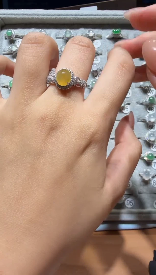 银S925镶嵌戒指翡翠缅甸A货翡翠戒指