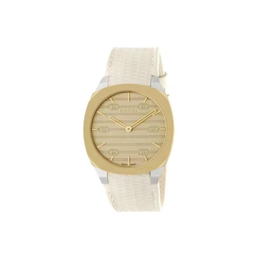 GUCCI/古驰25H系列 腕表 石英机芯 34mm 金色表盘