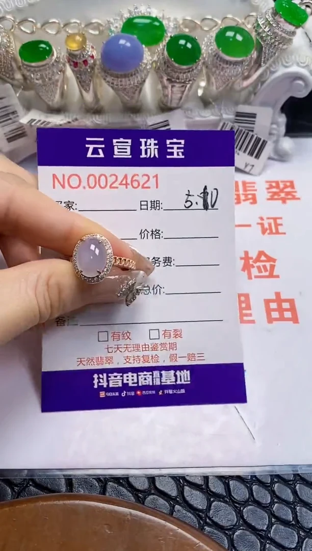 翡翠戒指银S925镶嵌/4621