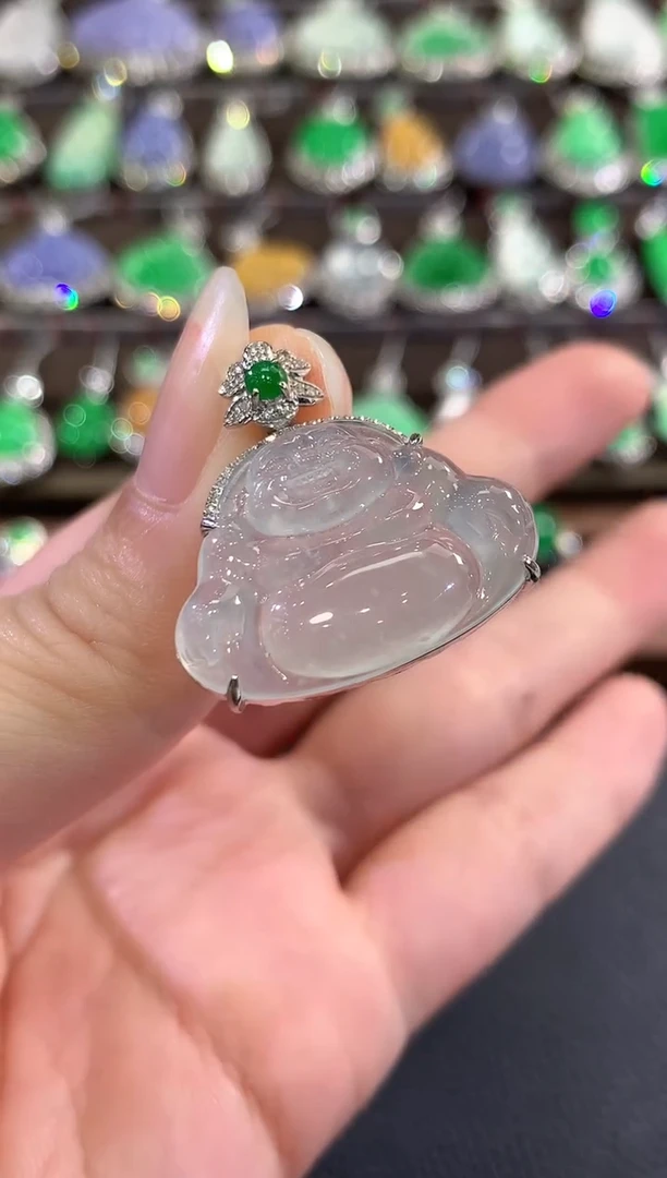 吊坠(不含链)18K金镶嵌翡翠n39