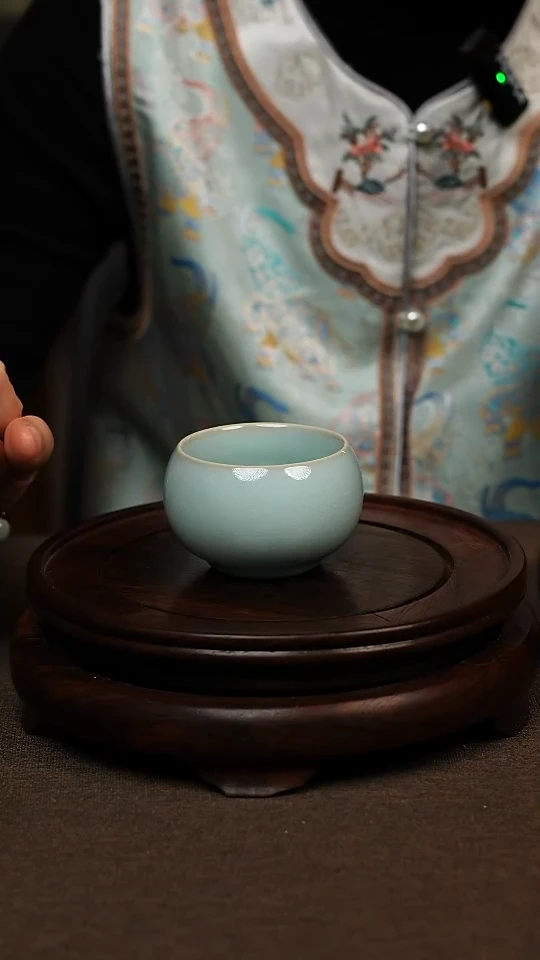 瓷片天青色禅定杯80ml微瑕不带礼盒