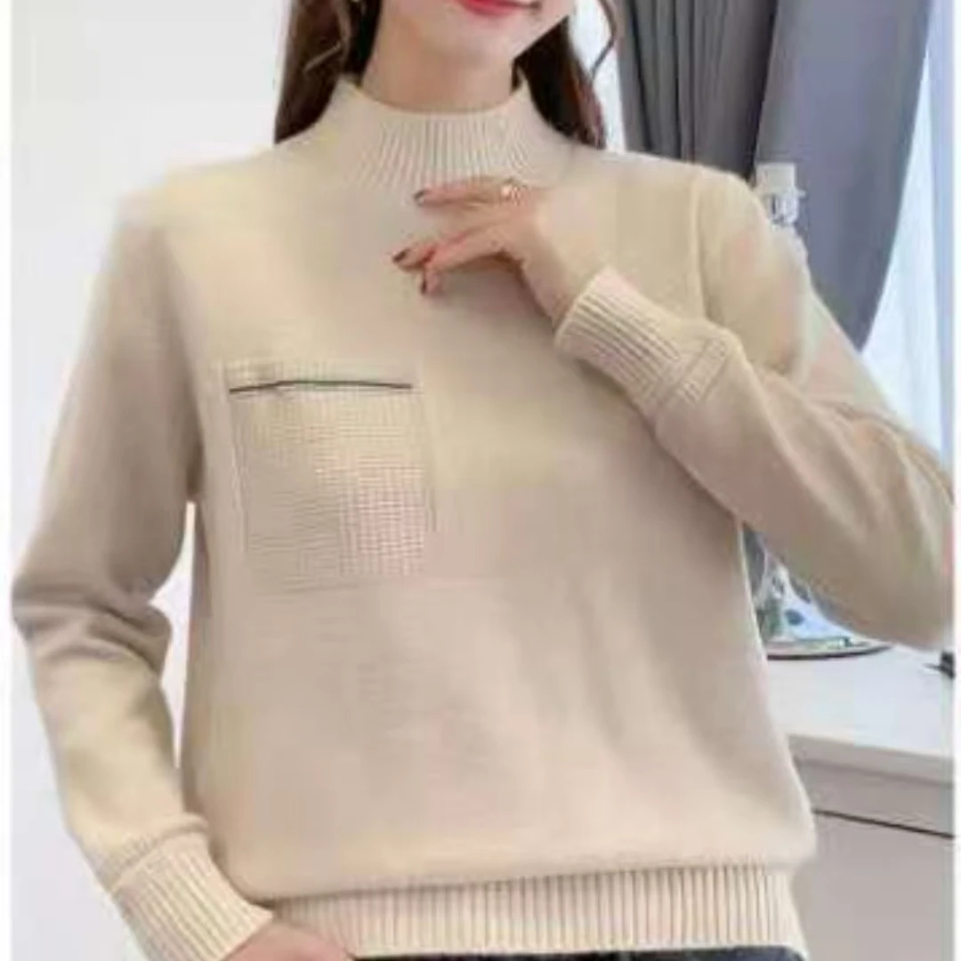 793#秋冬长袖针织衫半高领套头134