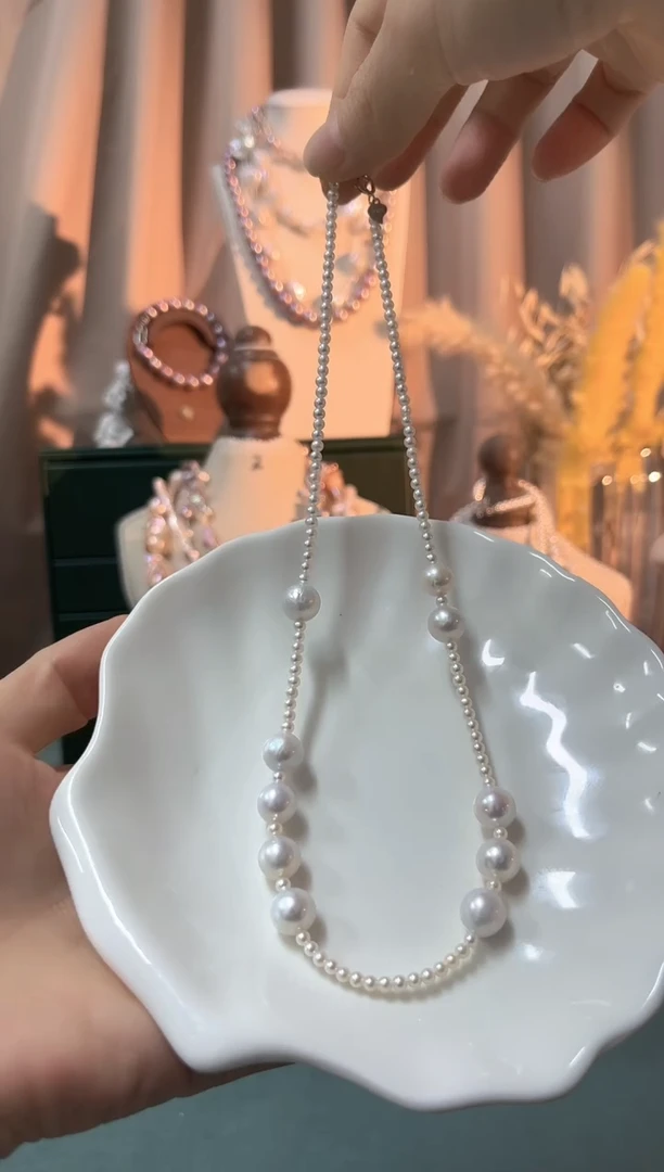 颈饰银S925镶嵌淡水珍珠小香风设计款项链福利款