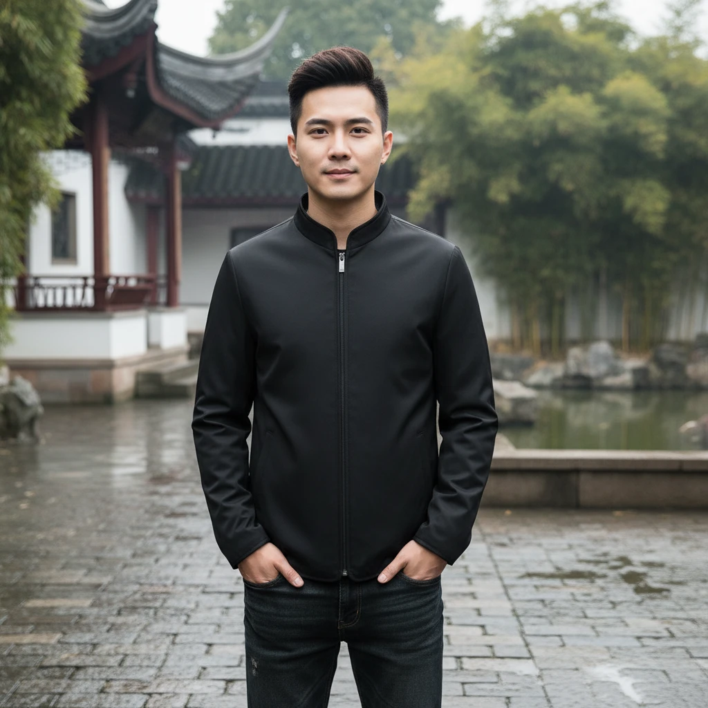 立领拉链冬季保暖中华小立领免烫男装皮毛一体内胆休闲【长袖款】
