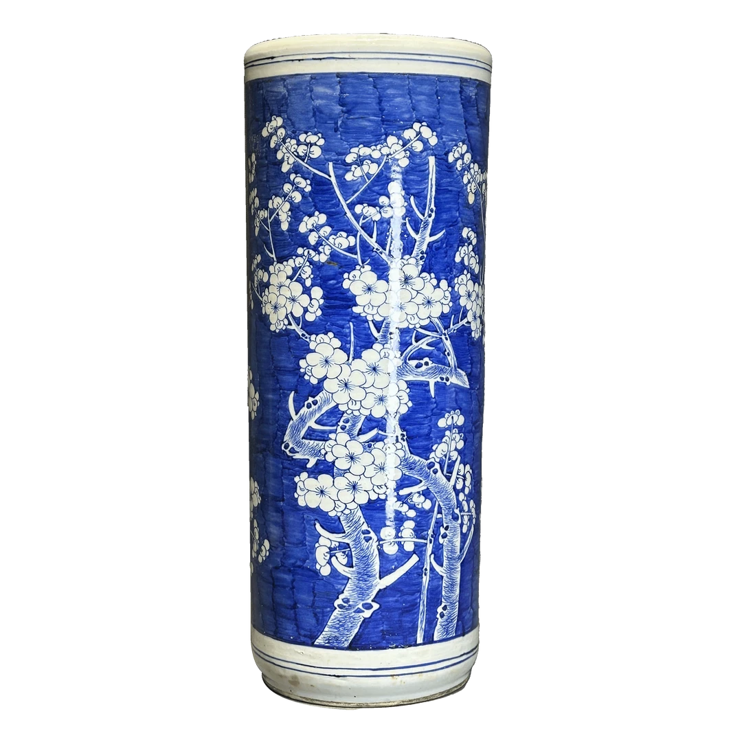 26112001x青花留白冰梅纹箭筒