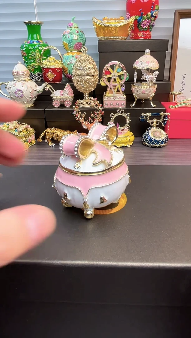 摆件七宝烧首饰盒     圣诞礼盒粉色