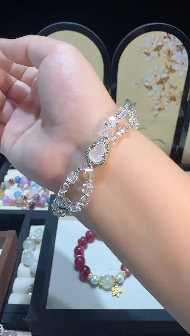 烟晶手链银S925镶嵌手串