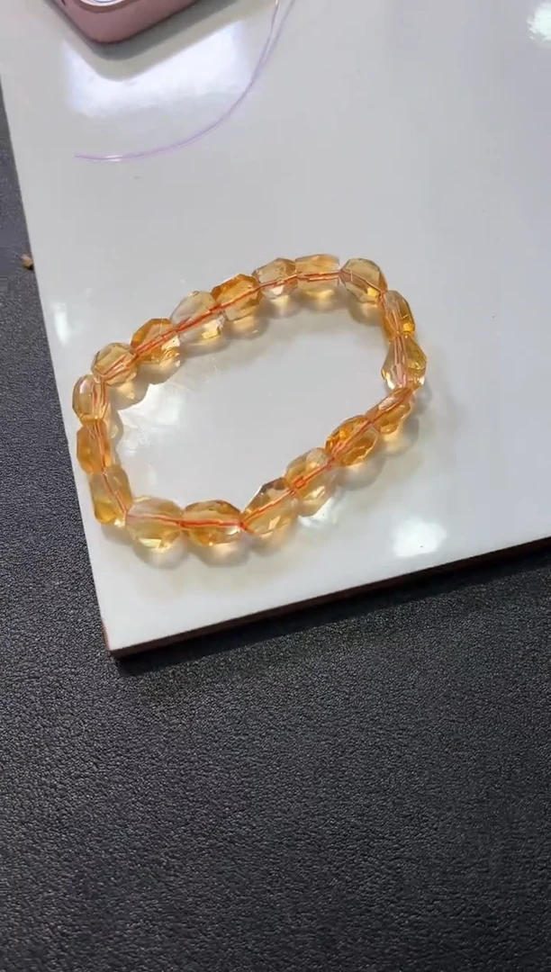 【闪购商品】水晶手串未镶嵌暴力黄黄水晶千禧切面手串（多样性发一）