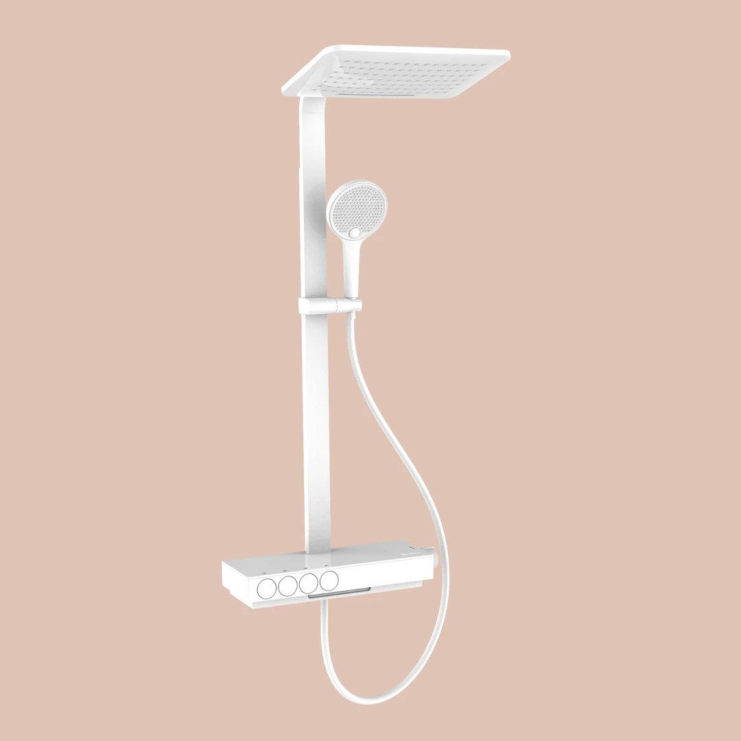 瑞玲家装-花洒套装淋浴房背喷大顶喷雅白色花洒套装瀑布出水