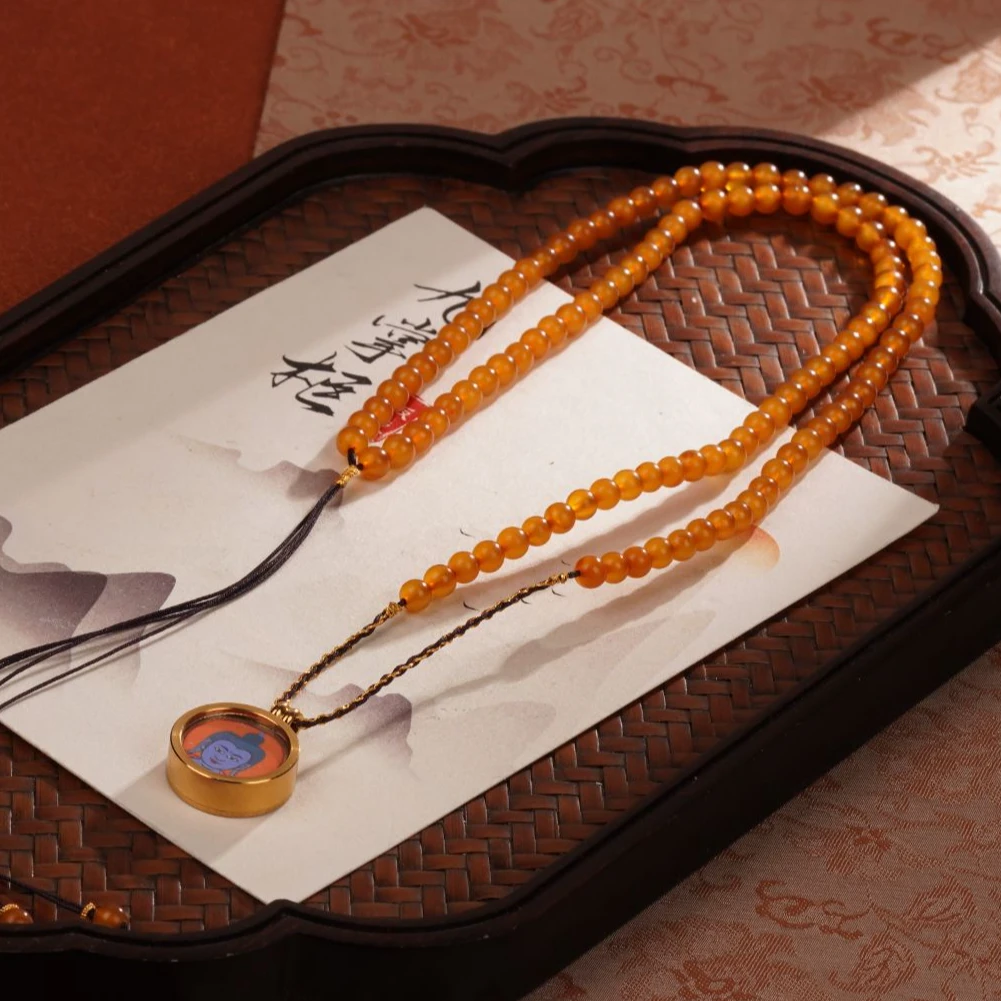 天然蜜蜡项链唐卡设计款吊坠—多样性发其一约5mm【JJ122】【JJ311】