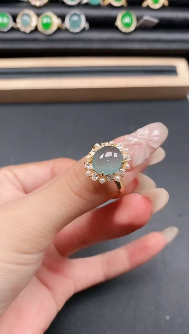翡翠戒指银S925镶嵌1111111