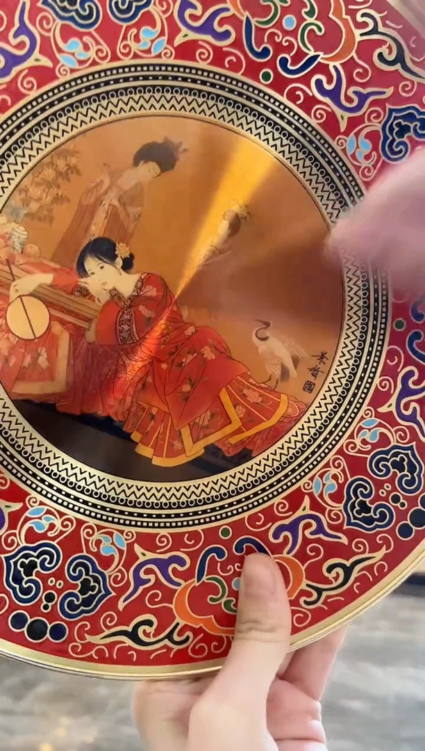 其他铜崔景哲-景泰蓝铜盘-人物