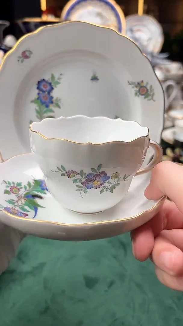 瓷片梅森天堂鸟一等咖啡杯碟盘