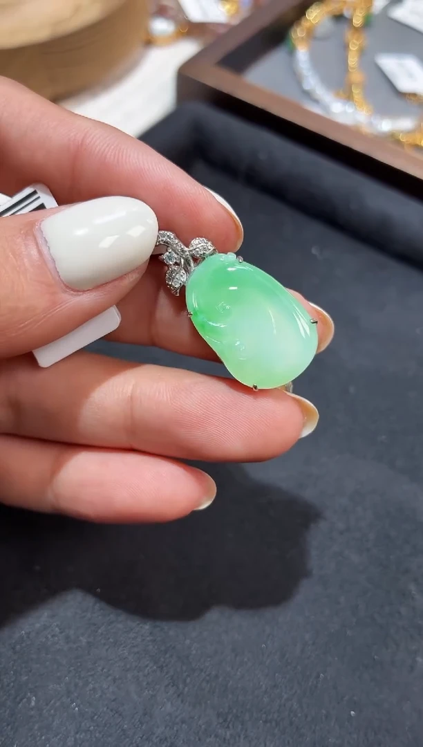 吊坠(不含链)银S925镶嵌翡翠【挽石珠宝】如意