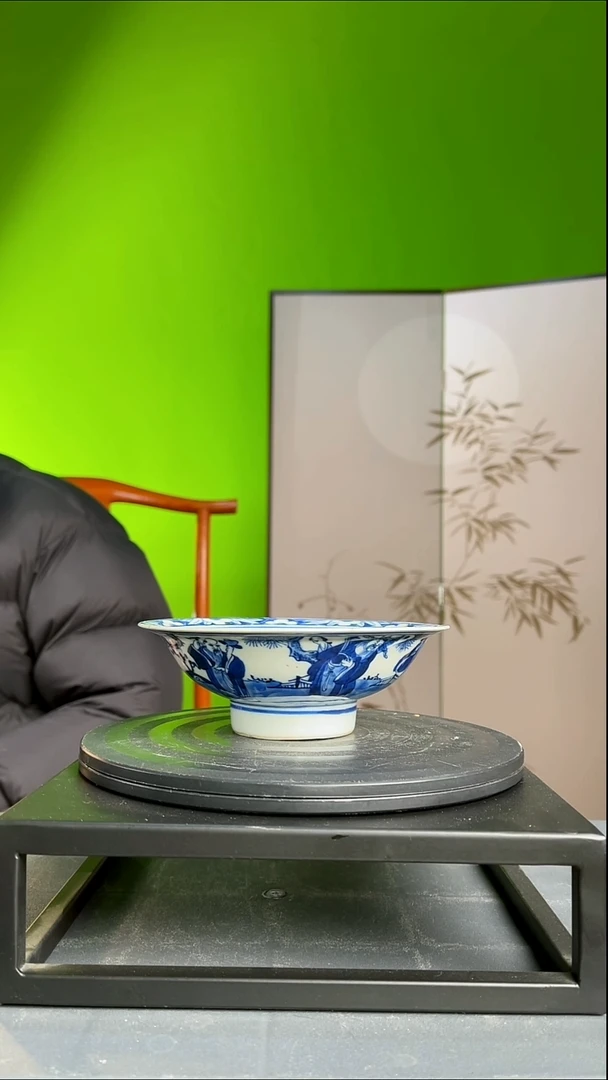 茶器¥*夕青花人物故事盘