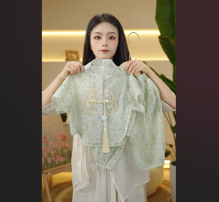 2025气质新中式夏季复古古风中国风明制立领民国风绣花汉服89160