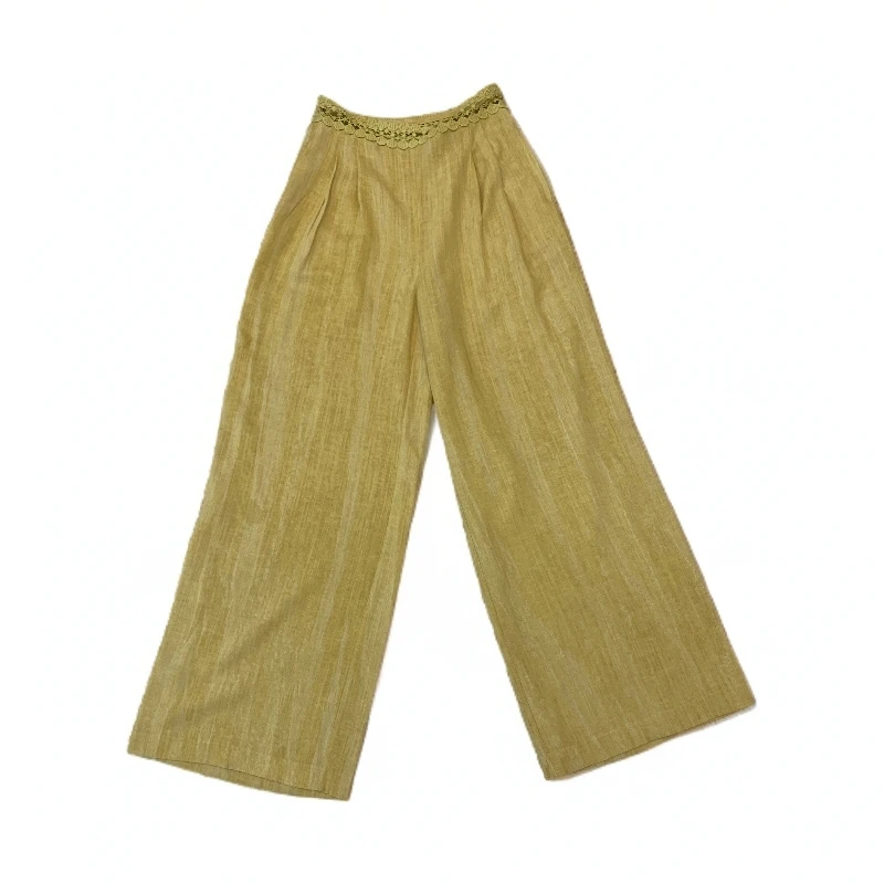 276503 高腰橘子树黄色裤子休闲裤垂感休闲纯色长裤阔腿裤