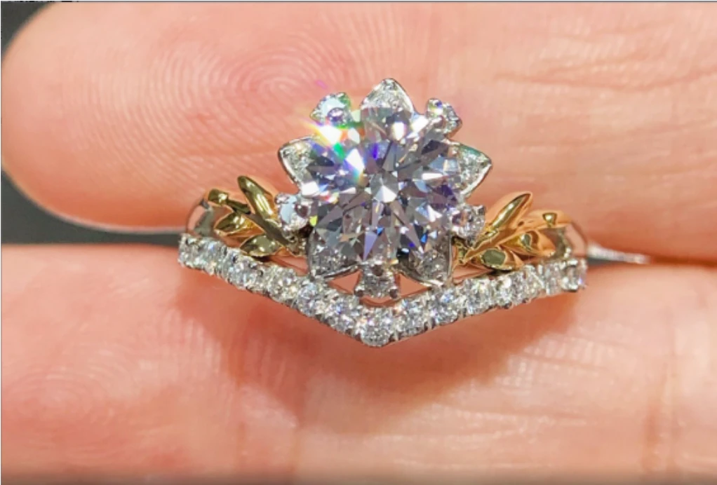 实验室培育钻石上海IGI圆形培育钻女款铂金分色戒指-JJ104295