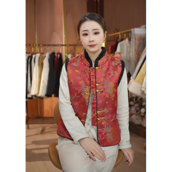 《花余 -棉马甲》新中式提花复古国风休闲百搭高定加厚马甲