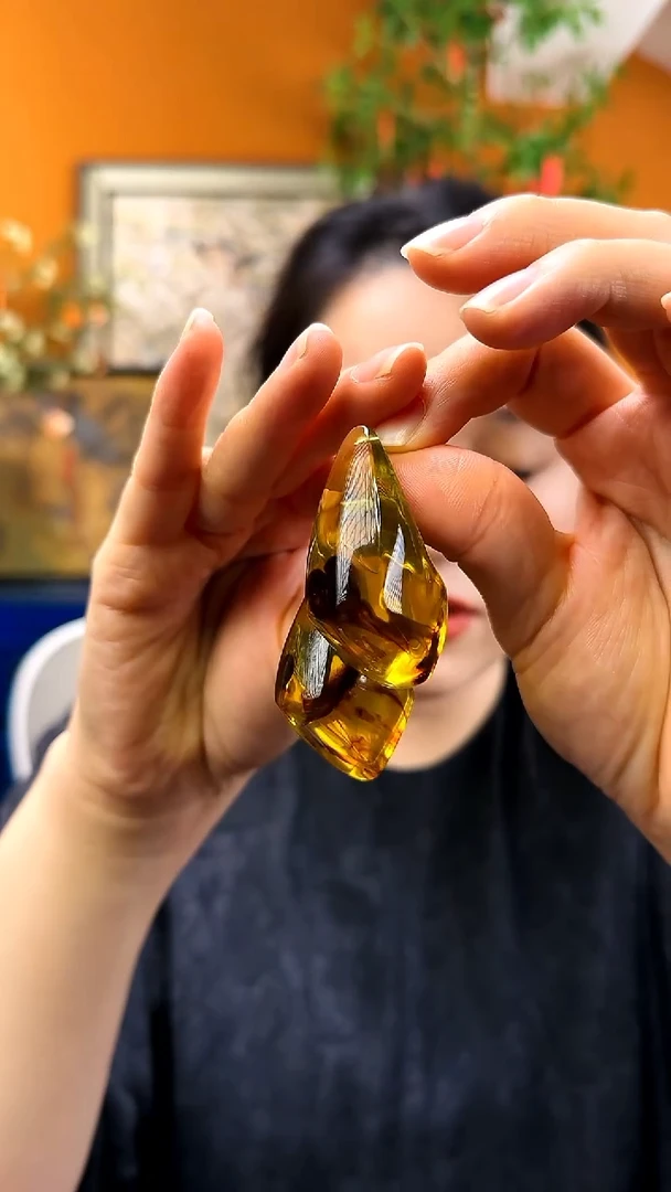 纯铜925银无琥珀色水滴