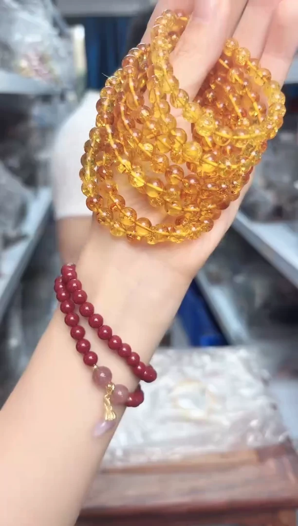 未镶嵌琥珀手链8mm圆珠单圈