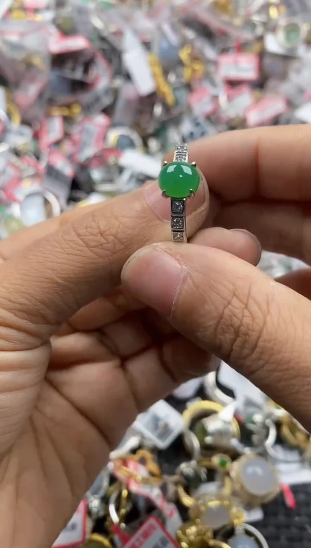 银S925镶嵌戒指翡翠14              2