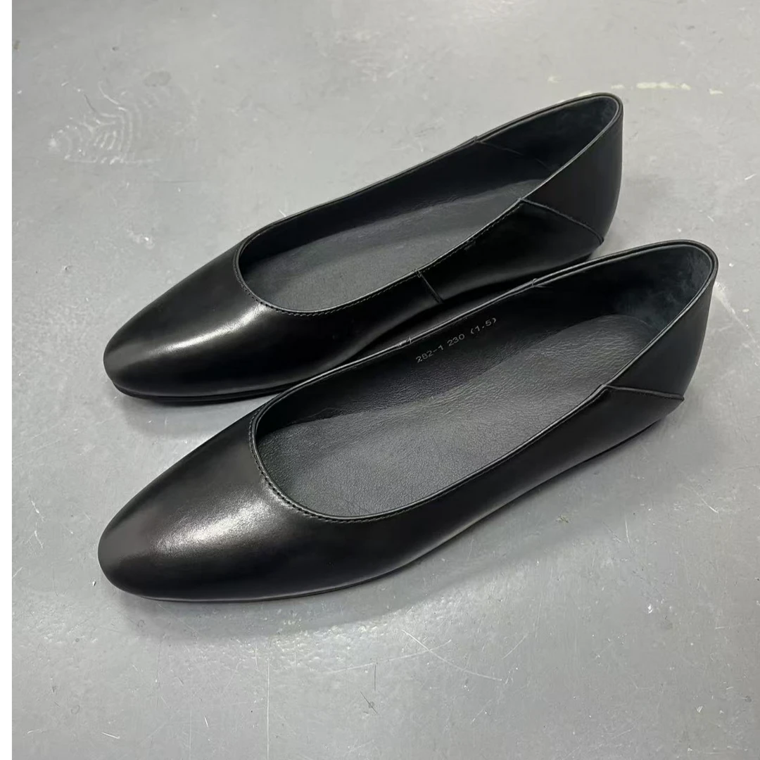 2025新款平底单鞋黑色百搭尖头小单鞋282-22