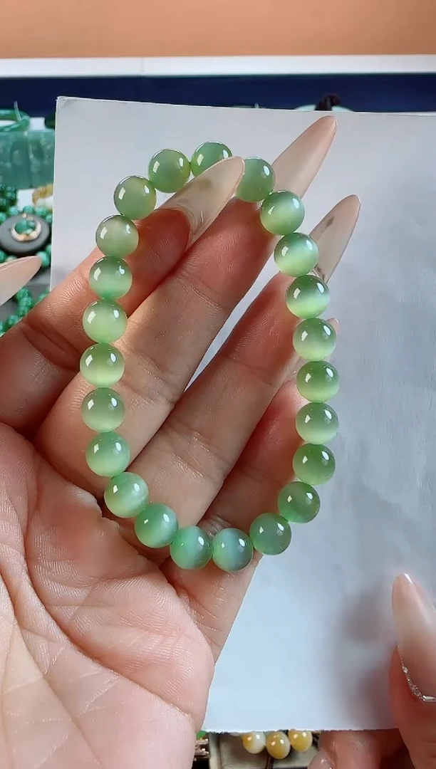 手串未镶嵌和田玉一线猫眼卡8