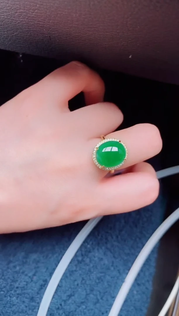 【闪购商品】翡翠戒指银S925镶嵌天然a货翡翠446