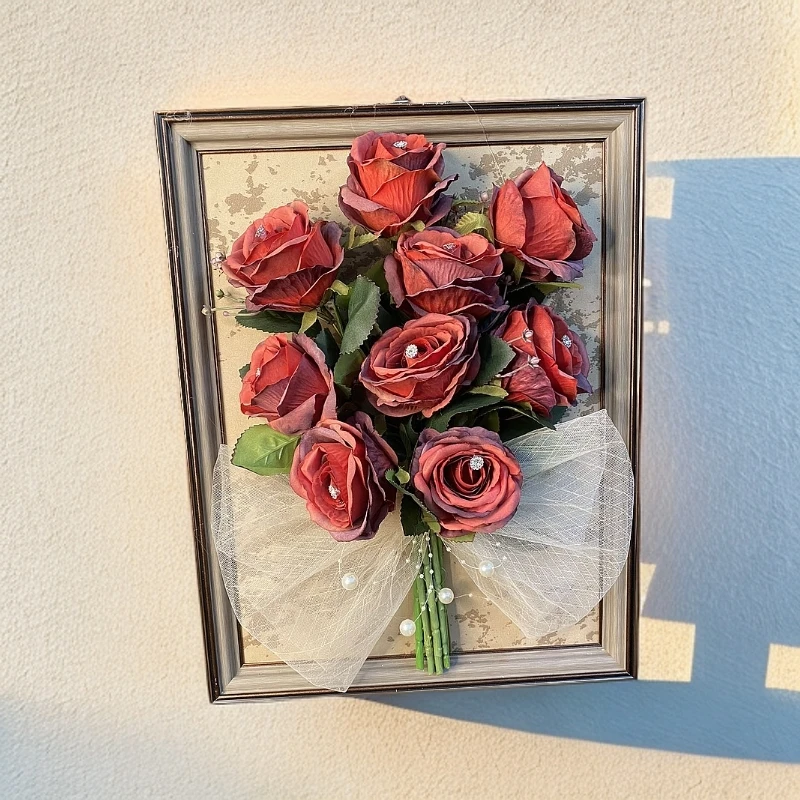 永生花干花相框创意手工装饰画立体木制花束礼品