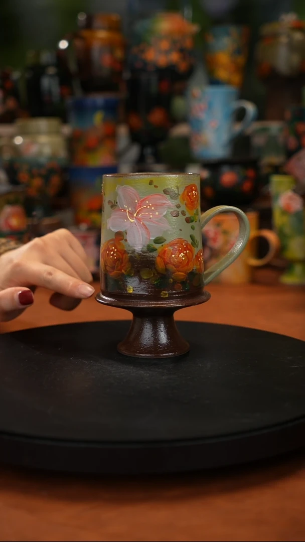 紫砂油画手绘 釉下彩