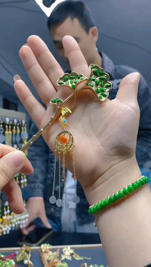 【闪购商品】翡翠耳饰合金0186翡翠发簪