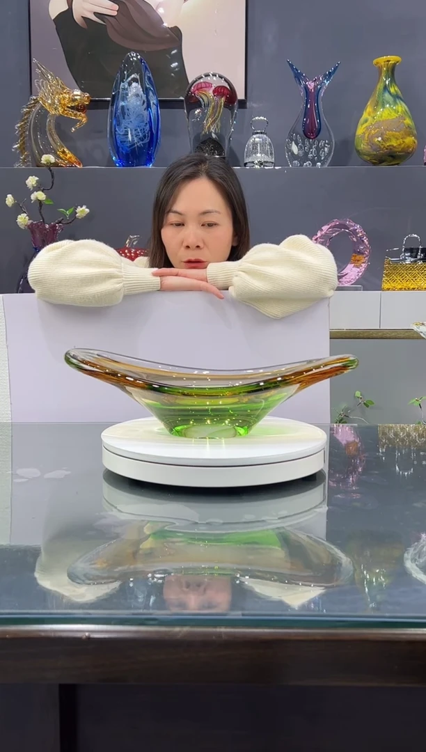 手工艺品琉璃   水晶琉璃果盘1个