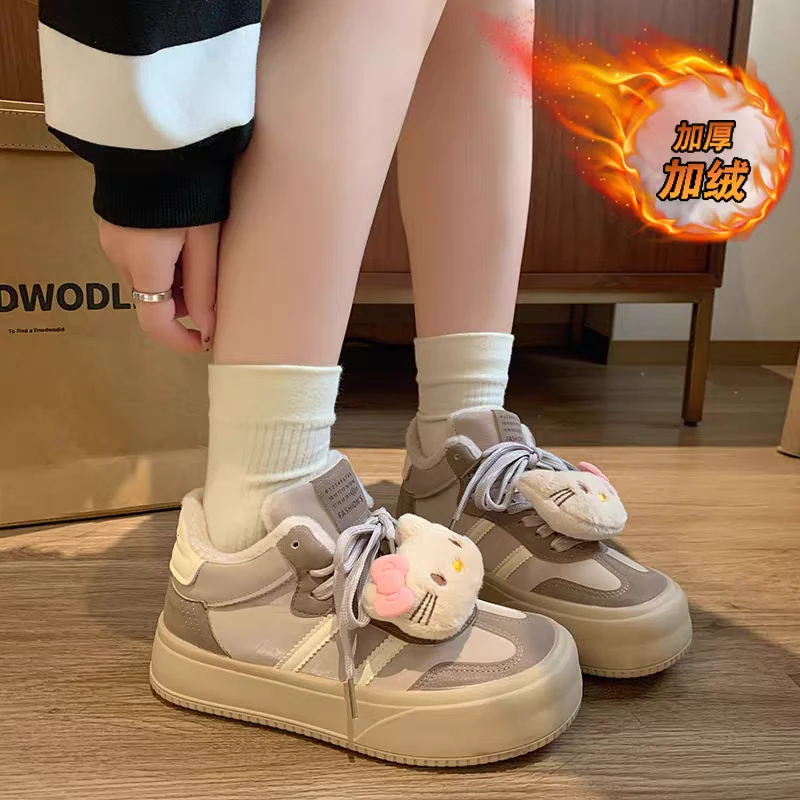 C005百搭板鞋女款原创时尚女士冬季新款保暖可爱面包休闲小白鞋女