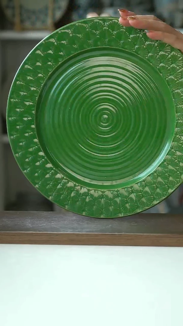 陶微瑕出土耳其浮雕银杏大餐盘26cm@4-2@