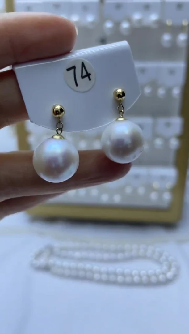 18K金镶嵌耳饰淡水珍珠74