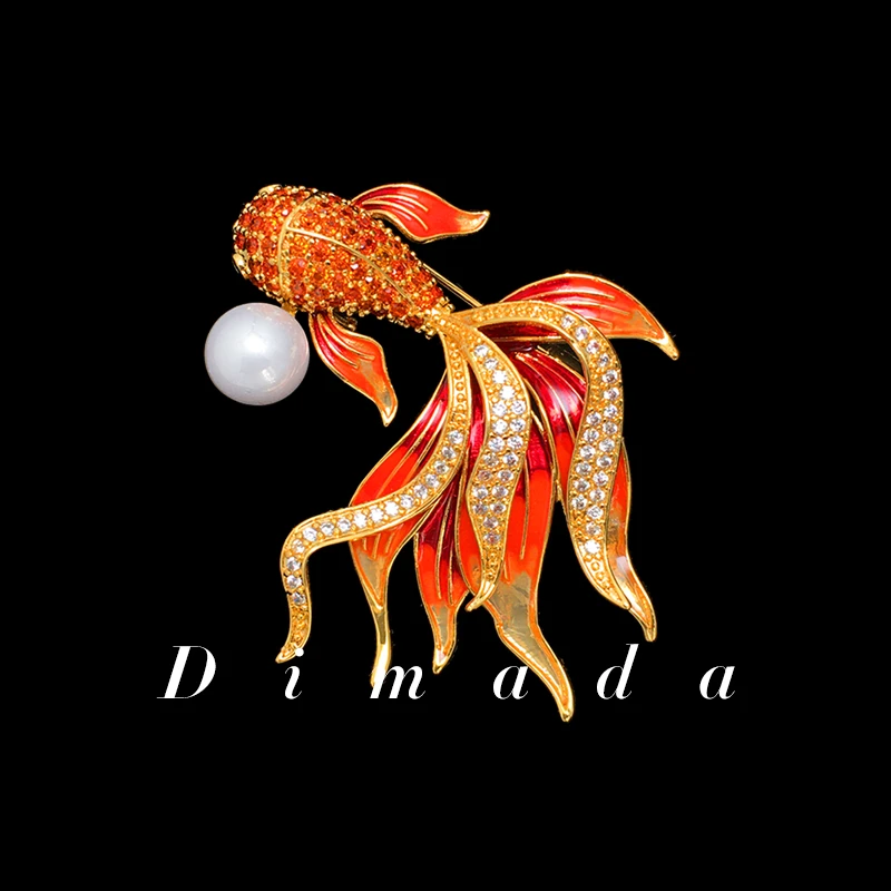 合金合成锆石胸针  d1207红色锦鲤胸针高档精致时尚别针配饰礼物