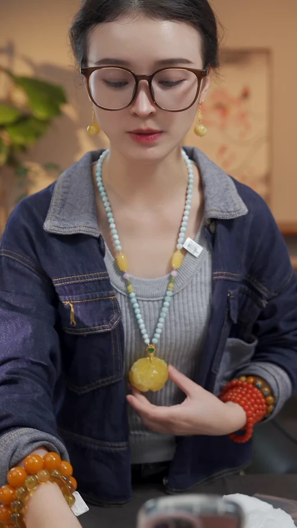 琥珀颈饰未镶嵌蜜蜡牡丹花项链多样性发一件