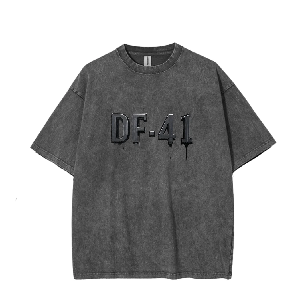 【国威系列】东风快递 重磅纯棉水洗高级灰做旧oversize美式复古T恤