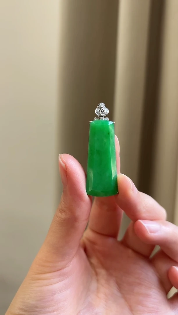 吊坠(不含链)18K金镶嵌翡翠翡翠无事牌吊坠多人不退不换