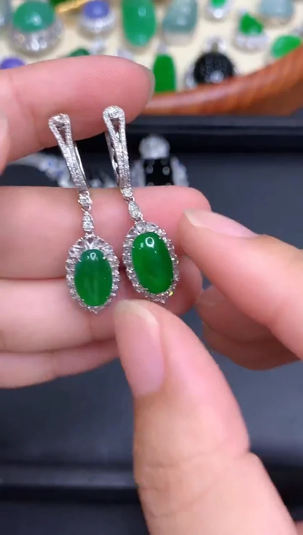 18K金镶嵌翡翠耳饰623-中国好珍宝