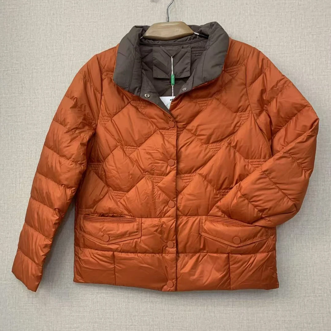 祥好服饰 冬季咖色拼桔色棉服 2202