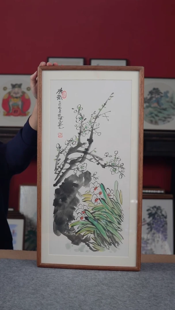 国画纯手写纯手绘-带框尺寸36*69