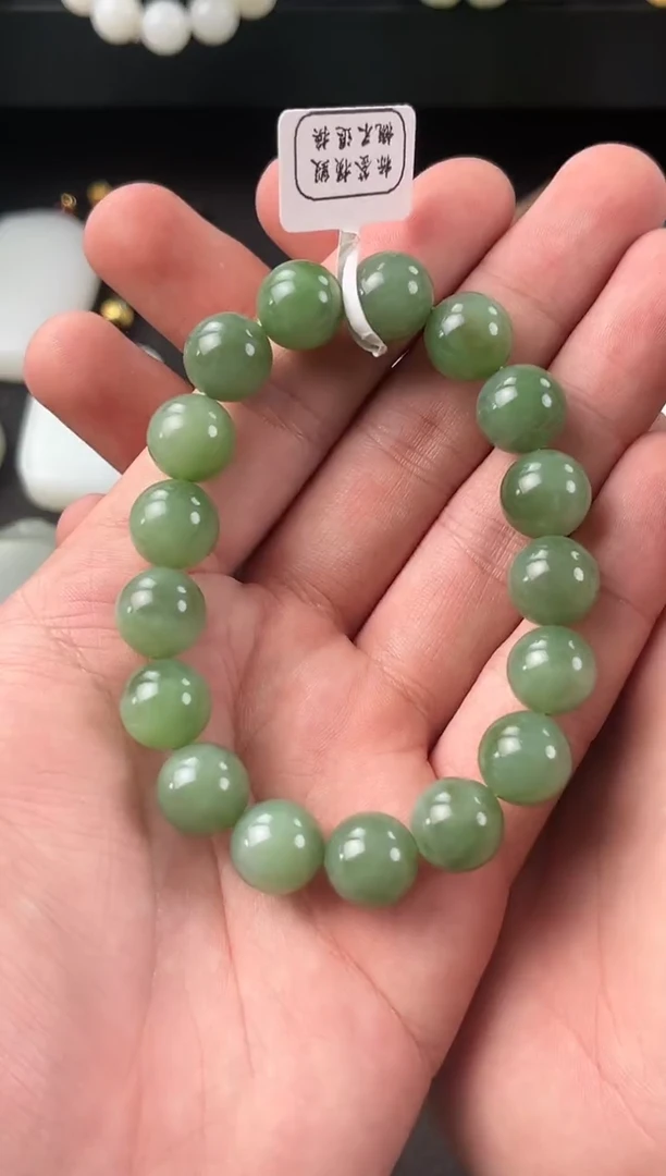 【闪购商品】和田玉手串未镶嵌俄碧猫眼卡12微色差