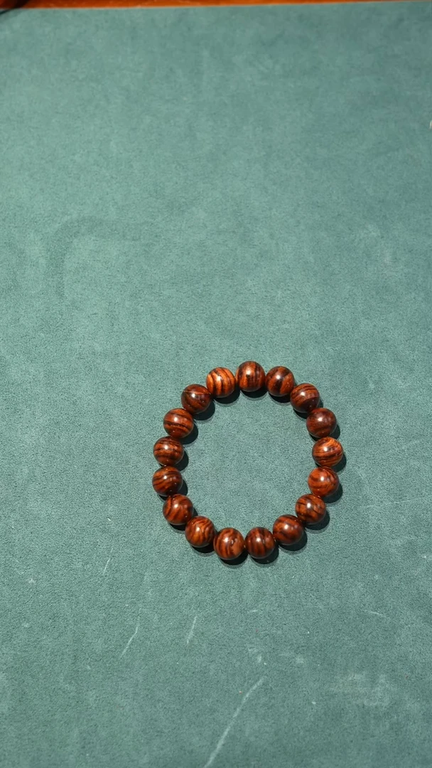 手串/手链黄花梨/降香黄檀海南黄花梨虎皮纹12mm佛珠