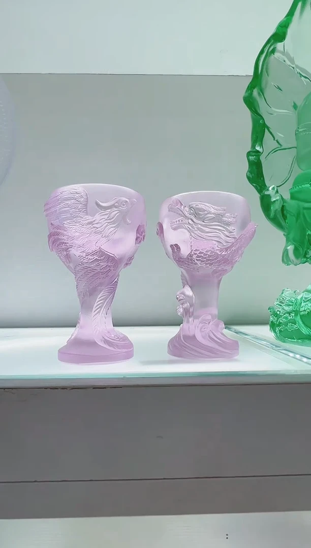 手工艺品琉璃古法琉璃龙凤对杯
