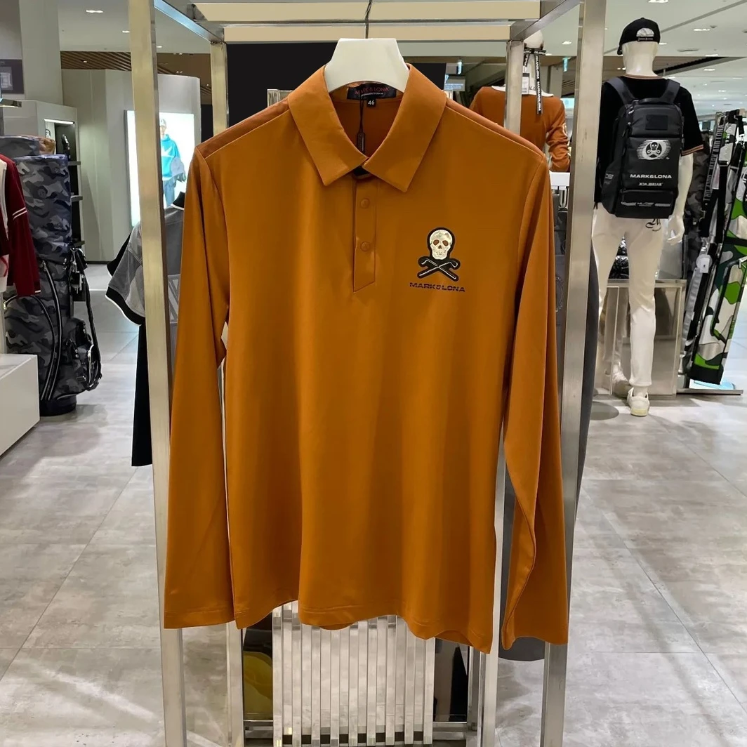 男士高尔夫新款长袖上衣/M&L*家早春新款/珠地功能面料吸汗透气